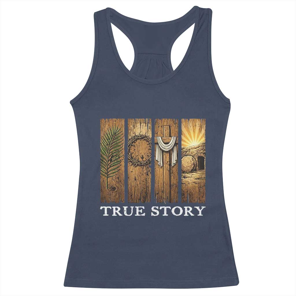 Christian Easter True Story Resurrection Scene Vintage Racerback Tank Top Faith Based Jesus Empty Tomb Gift for Believers