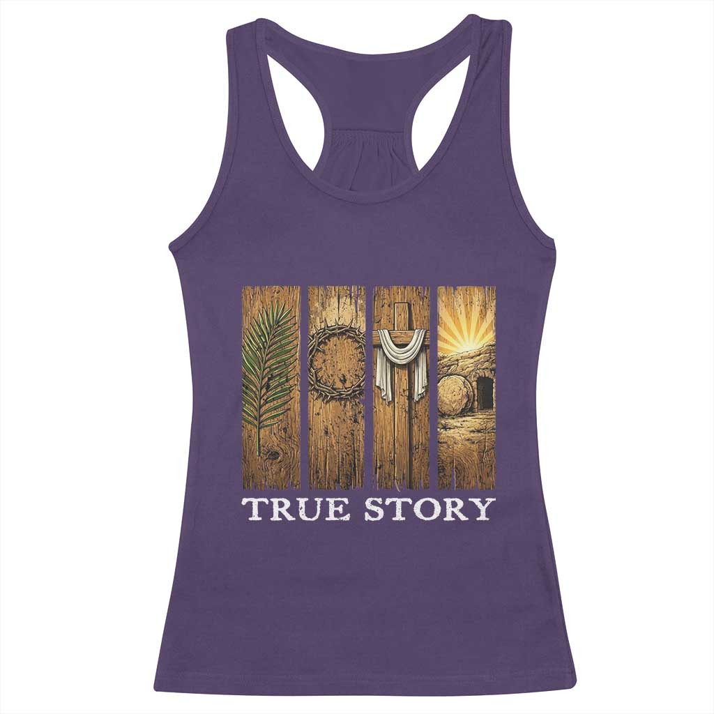 Christian Easter True Story Resurrection Scene Vintage Racerback Tank Top Faith Based Jesus Empty Tomb Gift for Believers