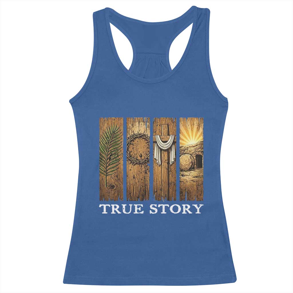 Christian Easter True Story Resurrection Scene Vintage Racerback Tank Top Faith Based Jesus Empty Tomb Gift for Believers