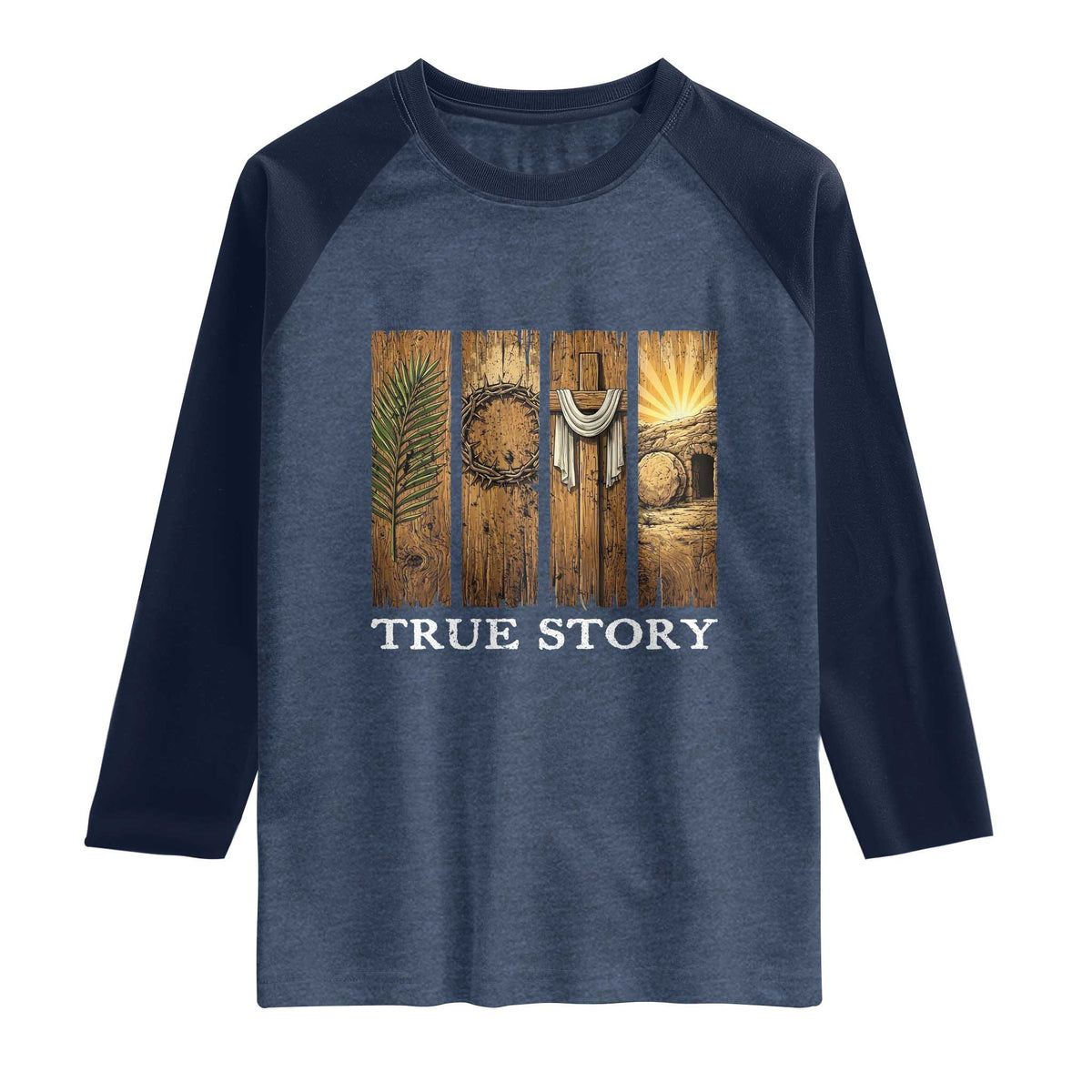 Christian Easter True Story Resurrection Scene Vintage Raglan Shirt Faith Based Jesus Empty Tomb Gift for Believers