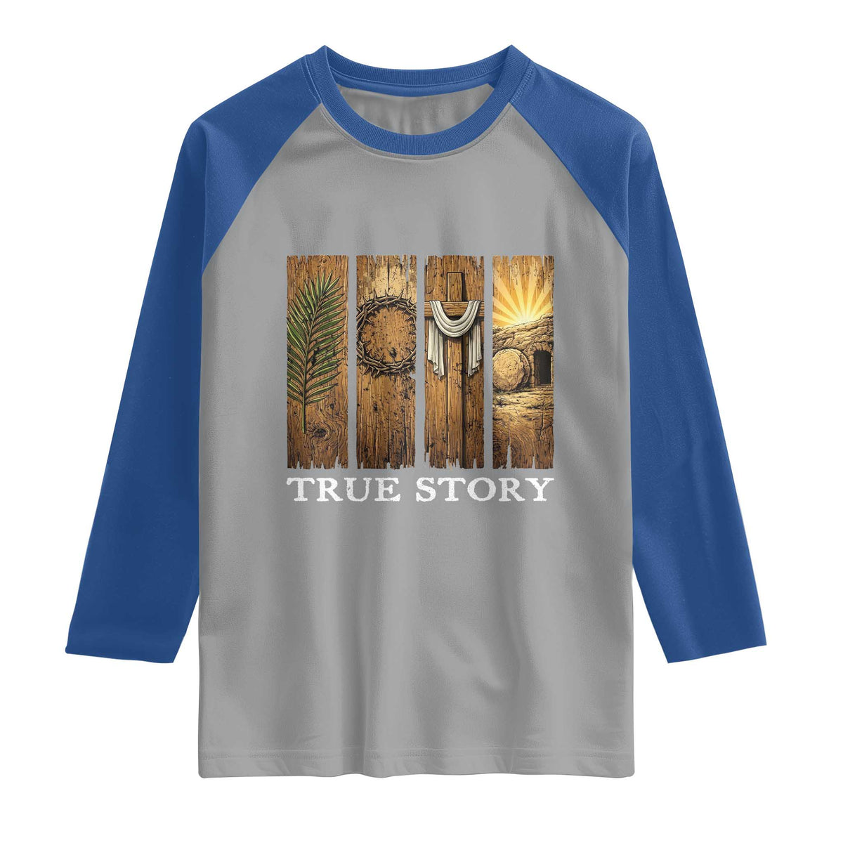Christian Easter True Story Resurrection Scene Vintage Raglan Shirt Faith Based Jesus Empty Tomb Gift for Believers