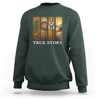 Christian Easter True Story Resurrection Scene Vintage Sweatshirt Faith Based Jesus Empty Tomb Gift for Believers