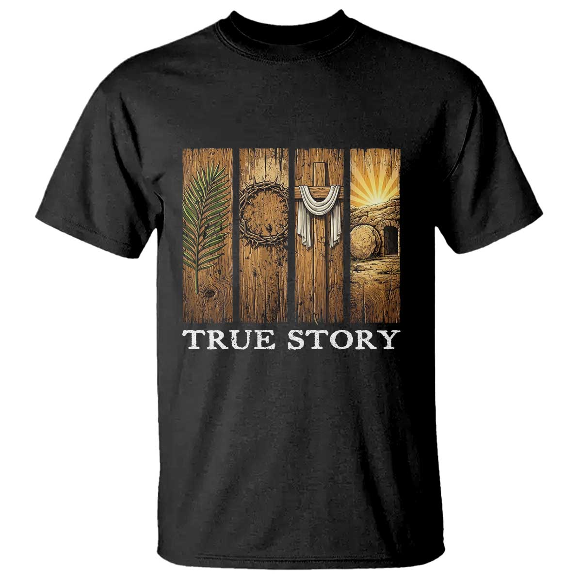 Christian Easter True Story Resurrection Scene Vintage T Shirt Faith Based Jesus Empty Tomb Gift for Believers