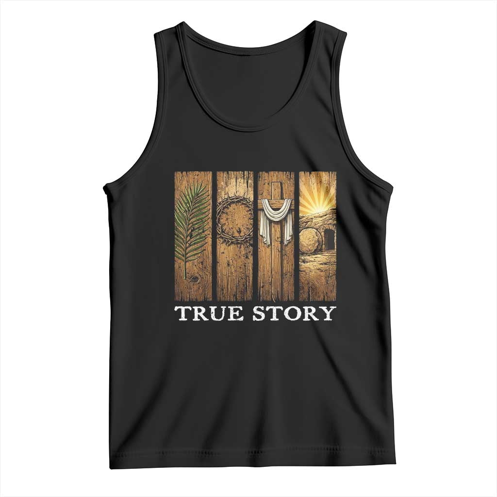 Christian Easter True Story Resurrection Scene Vintage Tank Top Faith Based Jesus Empty Tomb Gift for Believers
