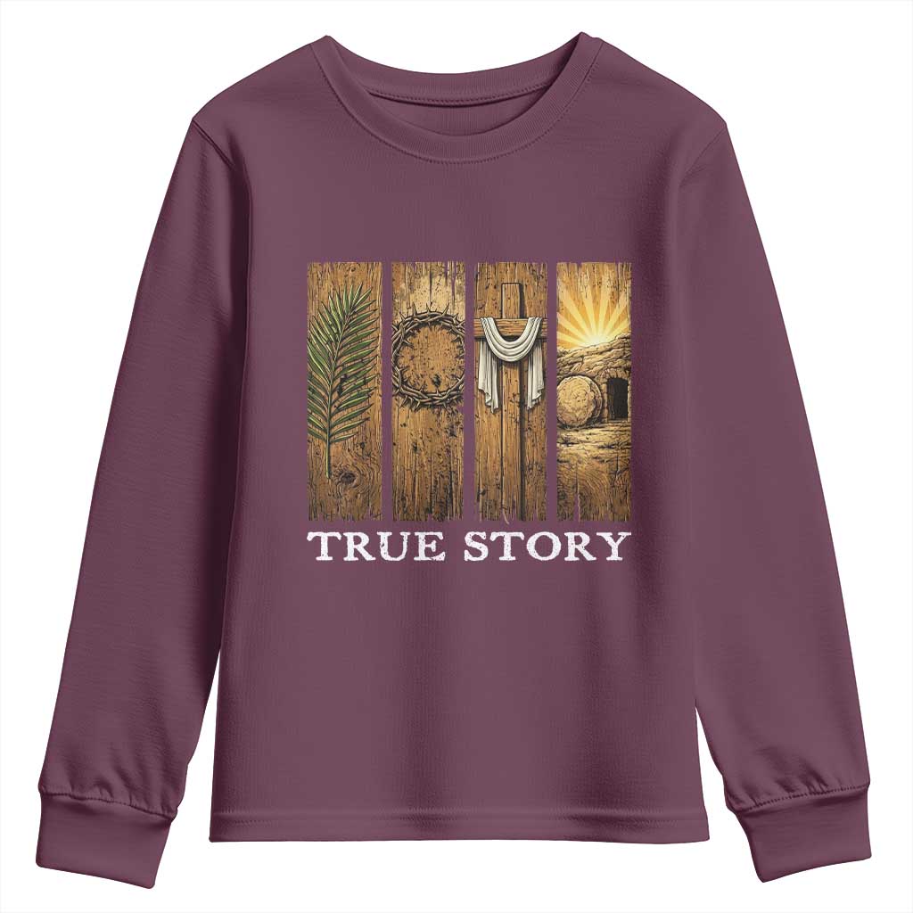 Christian Easter True Story Resurrection Scene Vintage Youth Sweatshirt Faith Based Jesus Empty Tomb Gift for Believers