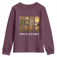 Christian Easter True Story Resurrection Scene Vintage Youth Sweatshirt Faith Based Jesus Empty Tomb Gift for Believers