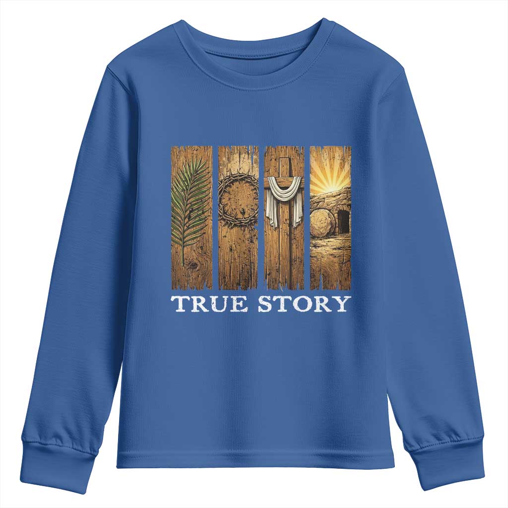 Christian Easter True Story Resurrection Scene Vintage Youth Sweatshirt Faith Based Jesus Empty Tomb Gift for Believers