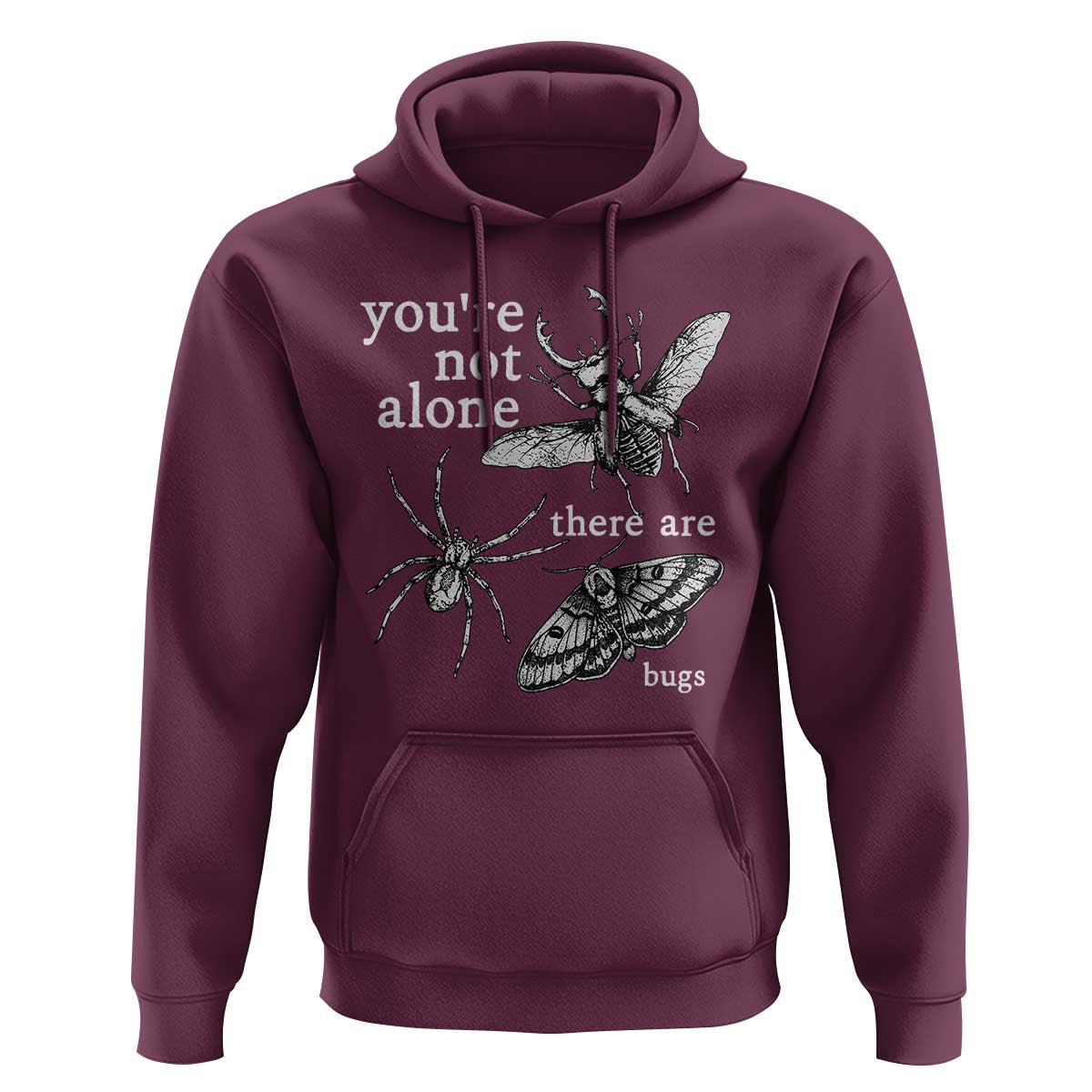 You Are Not Alone There Are Bugs Vintage Dark Academia Hoodie Insect Entomology Humor Folk Indie Music Lover