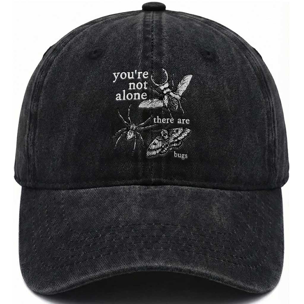 You Are Not Alone There Are Bugs Vintage Dark Academia Washed Cotton Baseball Cap Insect Entomology Humor Folk Indie Music Lover