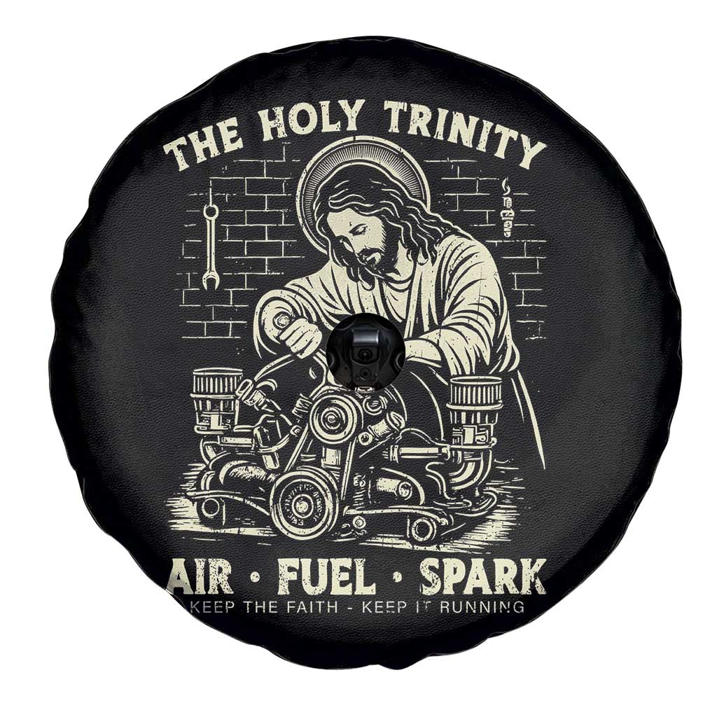 Funny Mechanic Jesus Holy Trinity Air Fuel Spark Vintage Spare Tire Cover Christian Car Lover Humor Gift for Gearheads