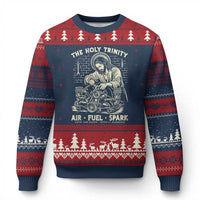 Funny Mechanic Jesus Holy Trinity Air Fuel Spark Vintage Ugly Christmas Sweater Christian Car Lover Humor Gift for Gearheads