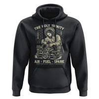 Funny Mechanic Jesus Holy Trinity Air Fuel Spark Vintage Hoodie Christian Car Lover Humor Gift for Gearheads