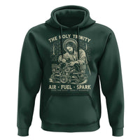 Funny Mechanic Jesus Holy Trinity Air Fuel Spark Vintage Hoodie Christian Car Lover Humor Gift for Gearheads