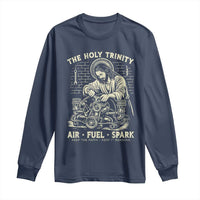 Funny Mechanic Jesus Holy Trinity Air Fuel Spark Vintage Long Sleeve Shirt Christian Car Lover Humor Gift for Gearheads