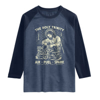 Funny Mechanic Jesus Holy Trinity Air Fuel Spark Vintage Raglan Shirt Christian Car Lover Humor Gift for Gearheads