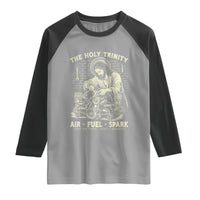 Funny Mechanic Jesus Holy Trinity Air Fuel Spark Vintage Raglan Shirt Christian Car Lover Humor Gift for Gearheads