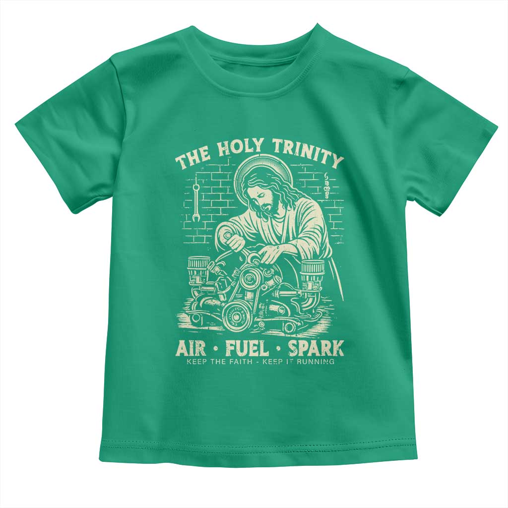 Funny Mechanic Jesus Holy Trinity Air Fuel Spark Vintage Toddler T Shirt Christian Car Lover Humor Gift for Gearheads