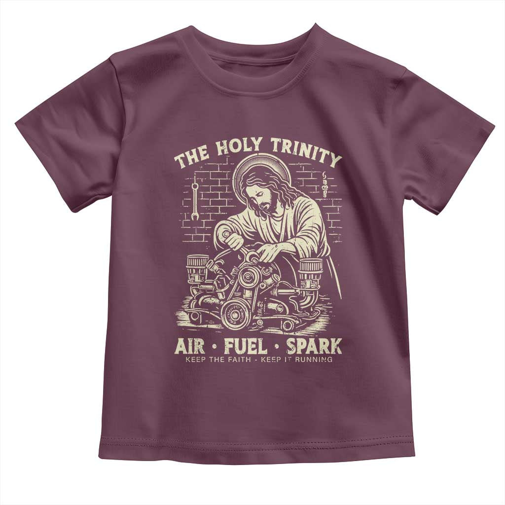 Funny Mechanic Jesus Holy Trinity Air Fuel Spark Vintage Toddler T Shirt Christian Car Lover Humor Gift for Gearheads