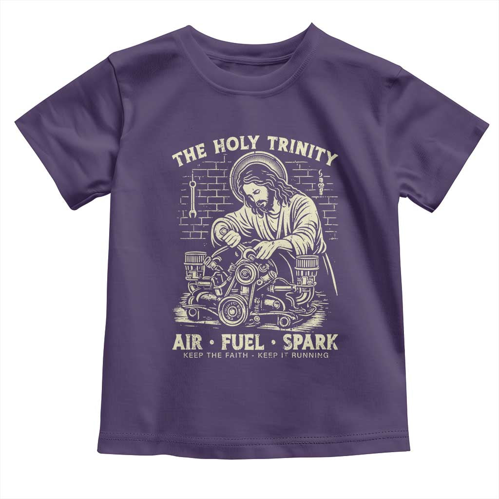 Funny Mechanic Jesus Holy Trinity Air Fuel Spark Vintage Toddler T Shirt Christian Car Lover Humor Gift for Gearheads