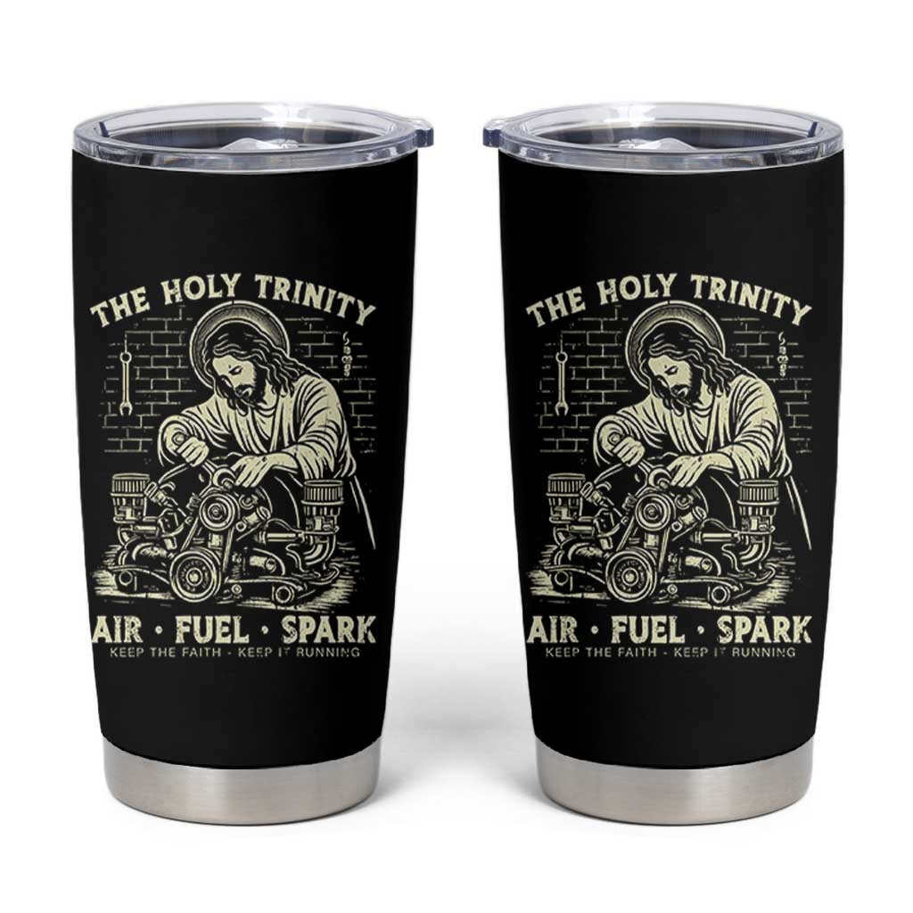 Funny Mechanic Jesus Holy Trinity Air Fuel Spark Vintage Tumbler Cup Christian Car Lover Humor Gift for Gearheads