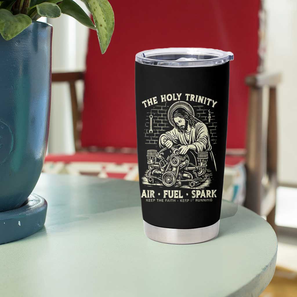 Funny Mechanic Jesus Holy Trinity Air Fuel Spark Vintage Tumbler Cup Christian Car Lover Humor Gift for Gearheads