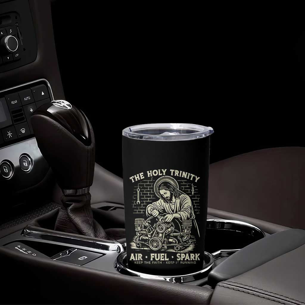 Funny Mechanic Jesus Holy Trinity Air Fuel Spark Vintage Tumbler Cup Christian Car Lover Humor Gift for Gearheads