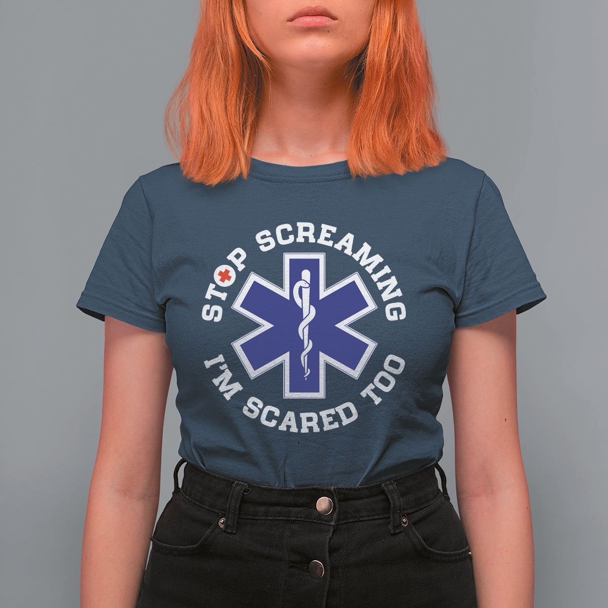 Funny Nurse T Shirt For Women Funny Nurse Stop Screaming I'm Scared Too Nursing Red Cross - Wonder Print Shop