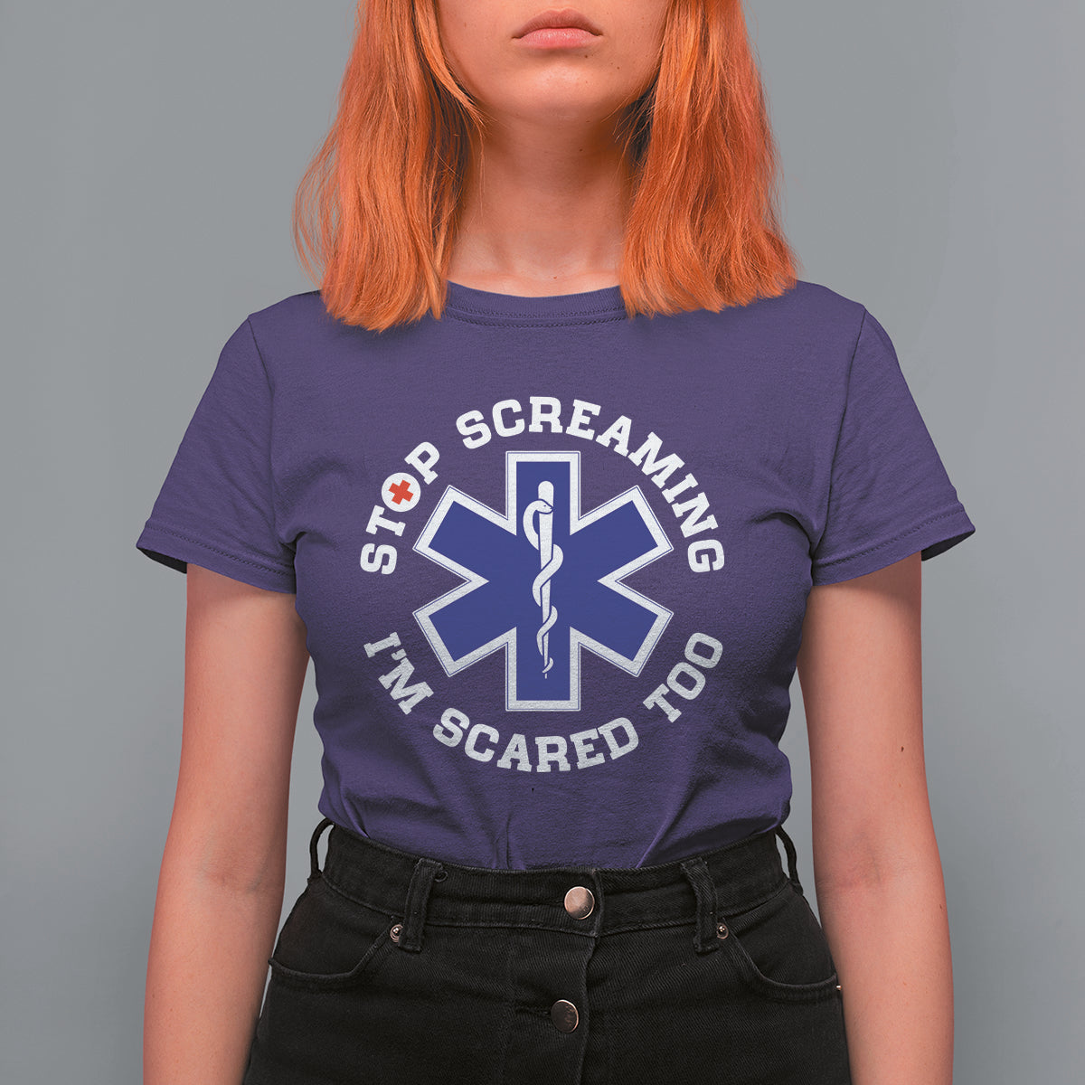 Funny Nurse T Shirt For Women Funny Nurse Stop Screaming I'm Scared Too Nursing Red Cross - Wonder Print Shop