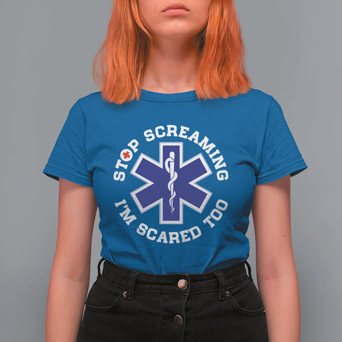 Funny Nurse T Shirt For Women Funny Nurse Stop Screaming I'm Scared Too Nursing Red Cross - Wonder Print Shop