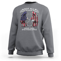 Funny Nurse Sweatshirt Nurse Appreciation American Flag Angel Wings Not All Angels Have Wings Some Have Stethoscopes Nursing Nurse Life, Nurse Pride - Wonder Print Shop