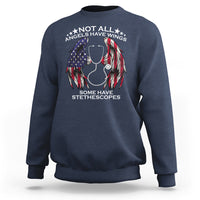 Funny Nurse Sweatshirt Nurse Appreciation American Flag Angel Wings Not All Angels Have Wings Some Have Stethoscopes Nursing Nurse Life, Nurse Pride - Wonder Print Shop