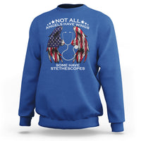 Funny Nurse Sweatshirt Nurse Appreciation American Flag Angel Wings Not All Angels Have Wings Some Have Stethoscopes Nursing Nurse Life, Nurse Pride - Wonder Print Shop