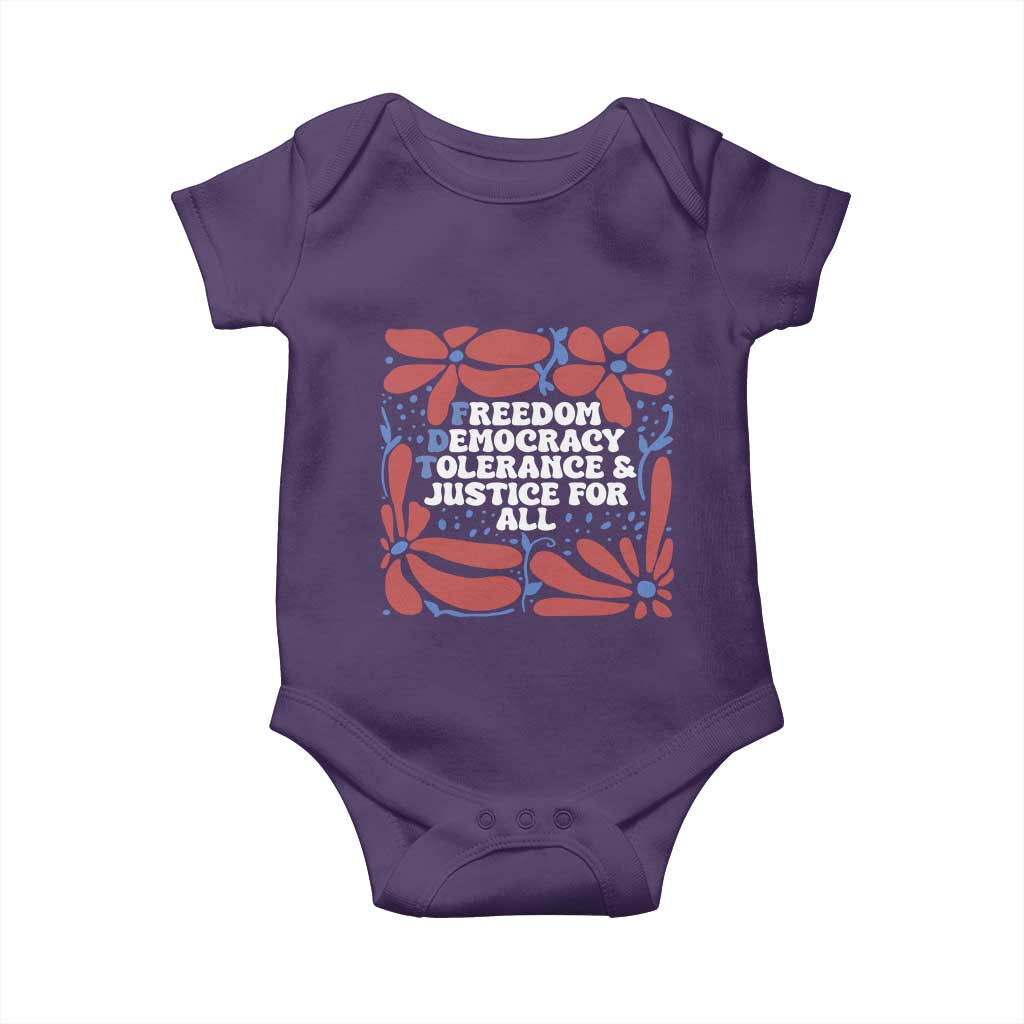 Subtle FDT Baby Onesie Freedom Democracy Tolerence and Justice For All
