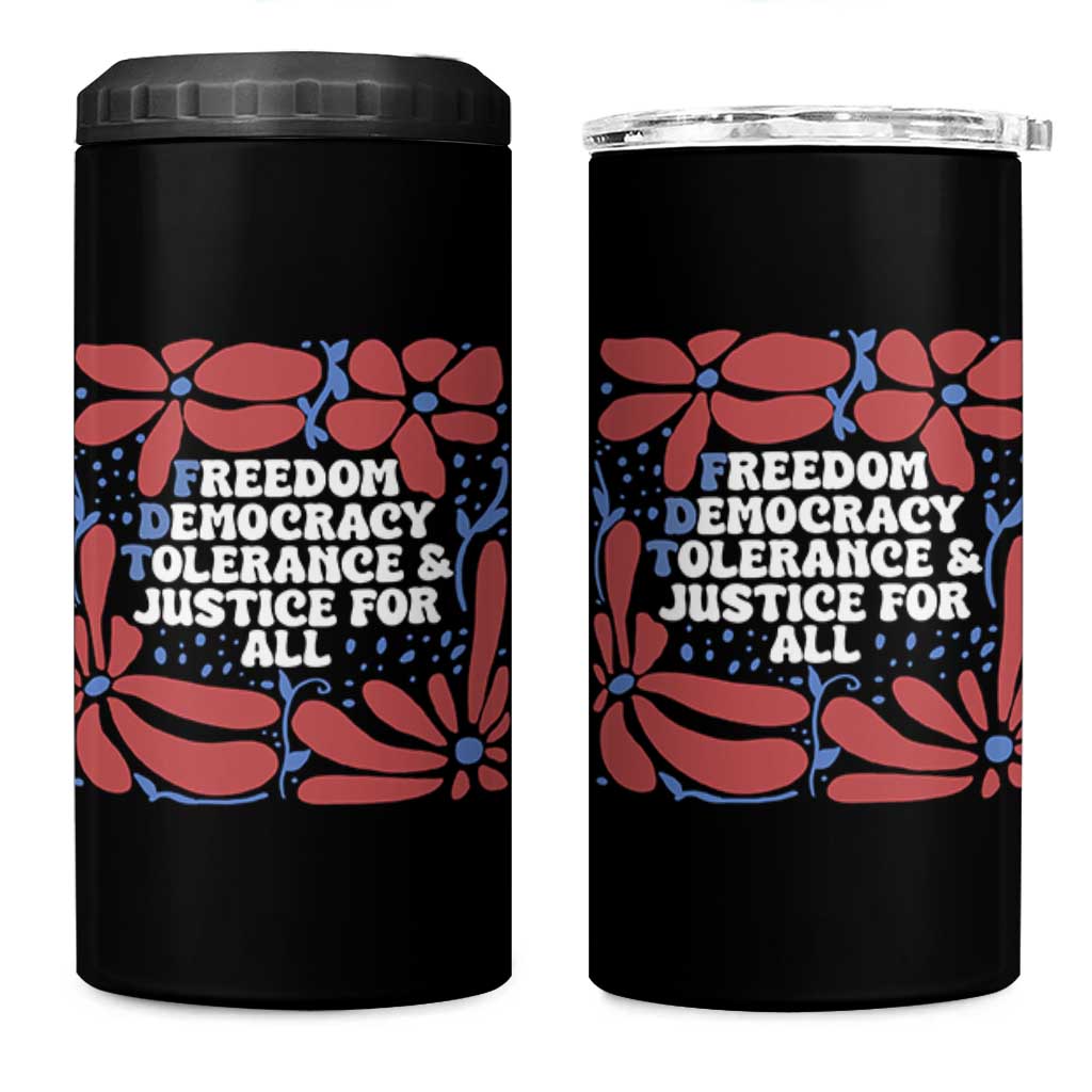 Subtle FDT 4 in 1 Can Cooler Tumbler Freedom Democracy Tolerence and Justice For All