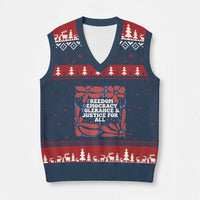 Subtle FDT V-Neck Knit Sweater Vest Freedom Democracy Tolerence and Justice For All - Wonder Print Shop