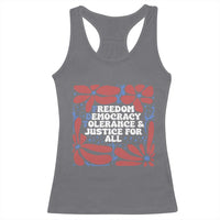 Subtle FDT Racerback Tank Top Freedom Democracy Tolerence and Justice For All