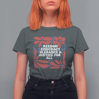 Subtle FDT T Shirt For Women Freedom Democracy Tolerence and Justice For All