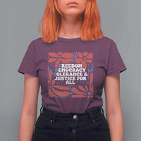 Subtle FDT T Shirt For Women Freedom Democracy Tolerence and Justice For All