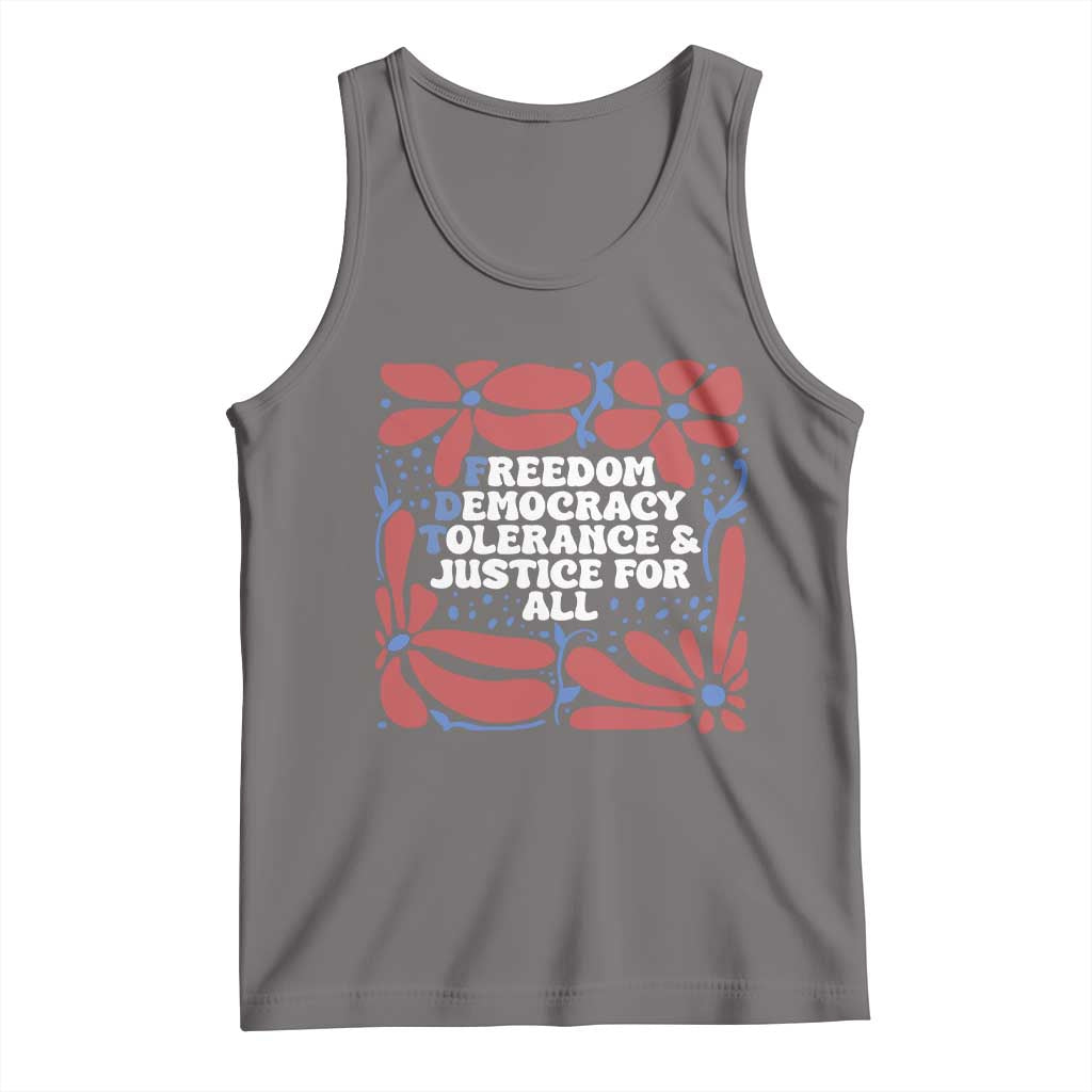 Subtle FDT Tank Top Freedom Democracy Tolerence and Justice For All