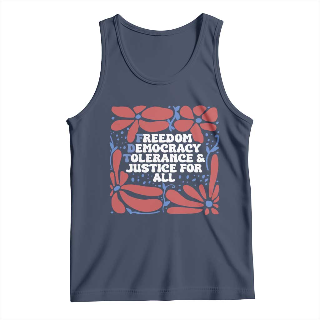 Subtle FDT Tank Top Freedom Democracy Tolerence and Justice For All