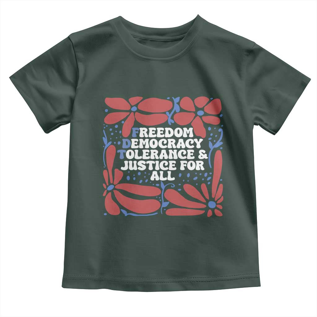 Subtle FDT Toddler T Shirt Freedom Democracy Tolerence and Justice For All