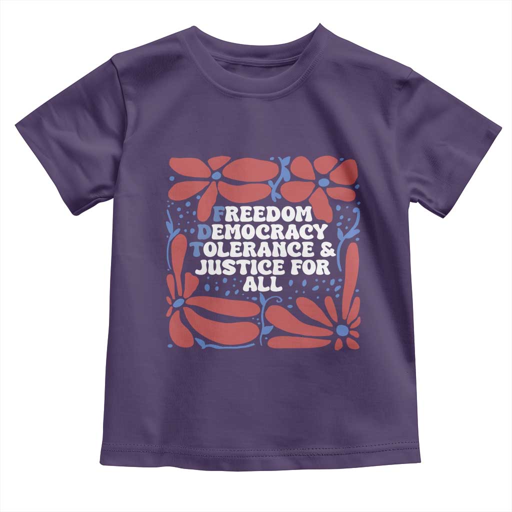 Subtle FDT Toddler T Shirt Freedom Democracy Tolerence and Justice For All