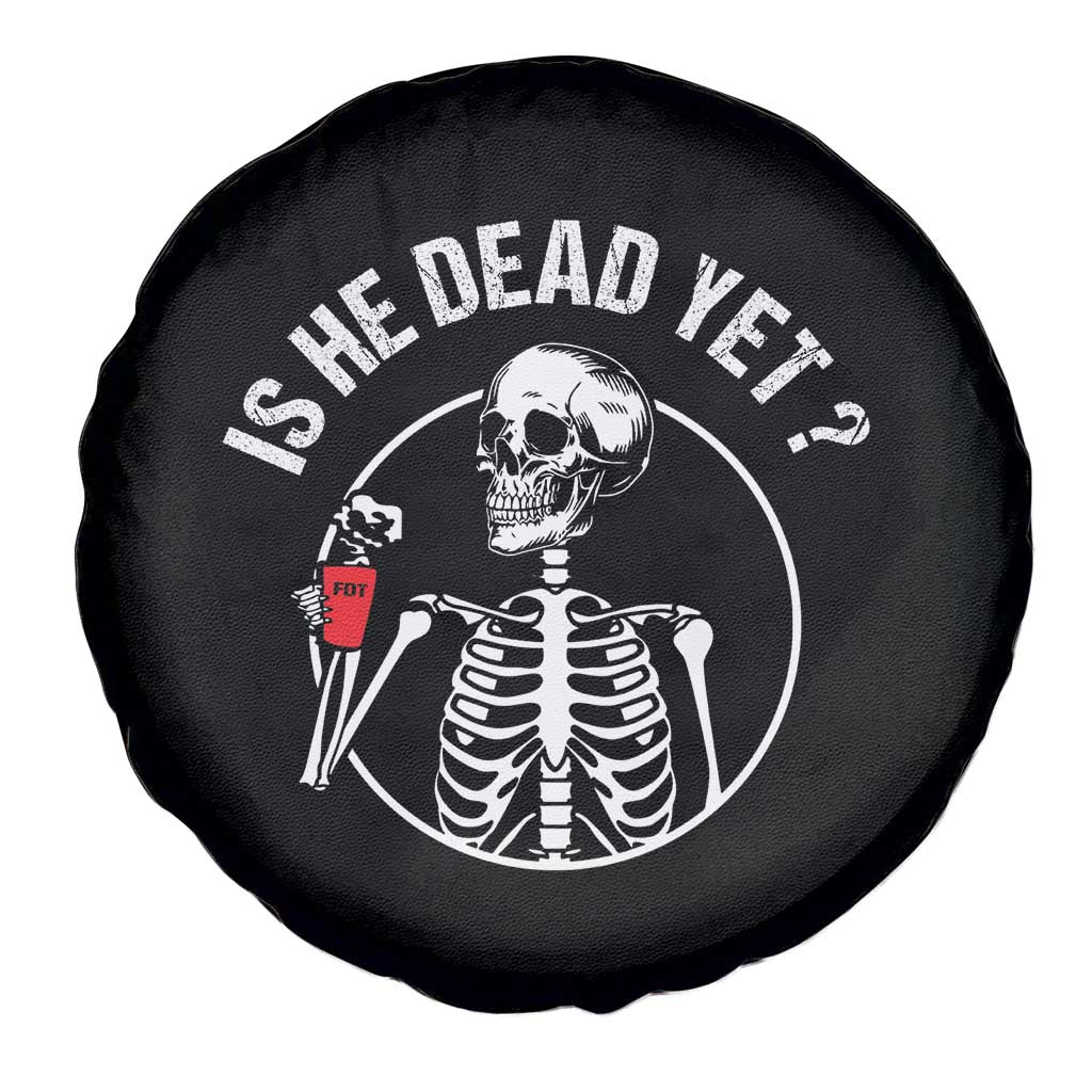 Is He Dead Yet Subtle FDT Spare Tire Cover Funny Skeleton Drinking Coffee