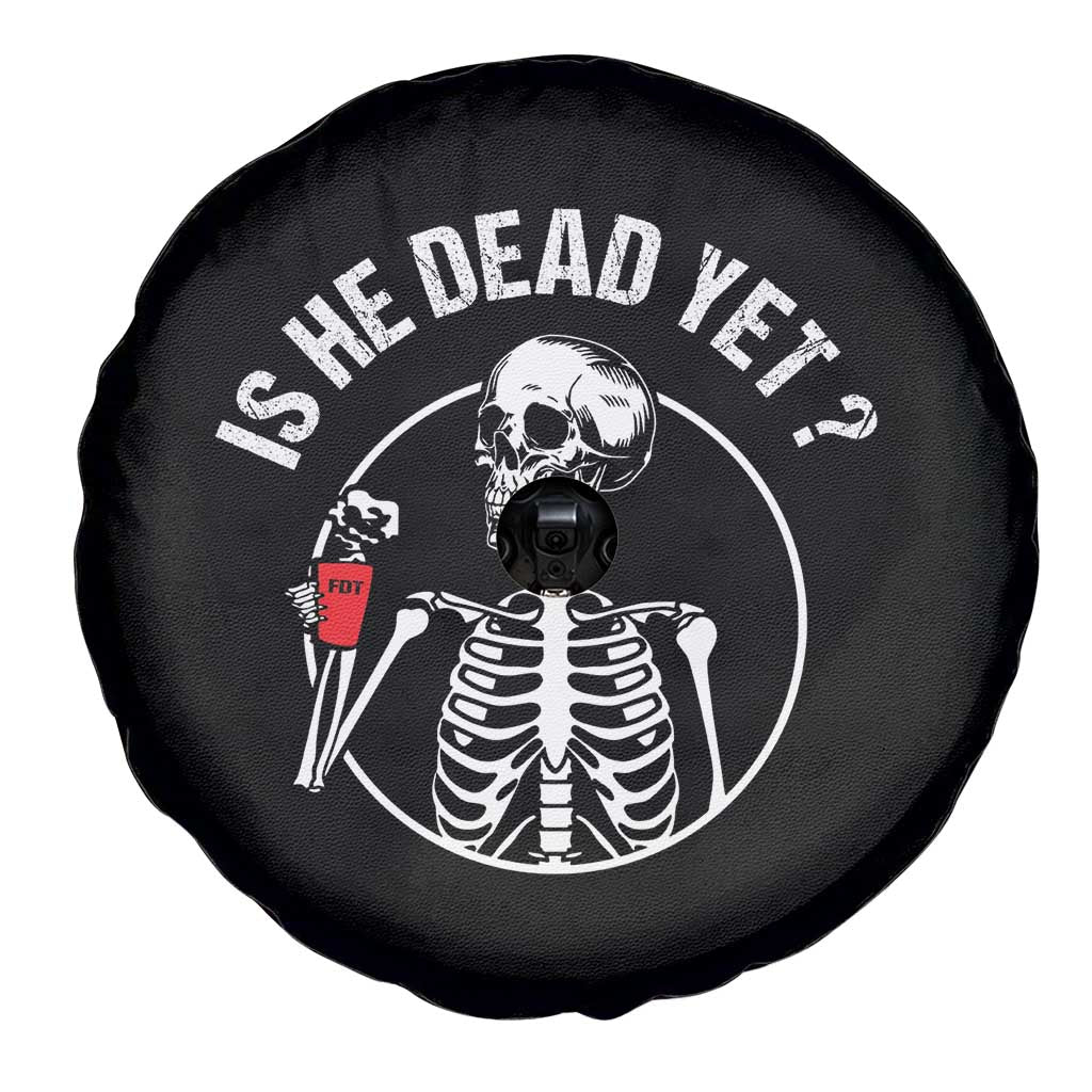 Is He Dead Yet Subtle FDT Spare Tire Cover Funny Skeleton Drinking Coffee