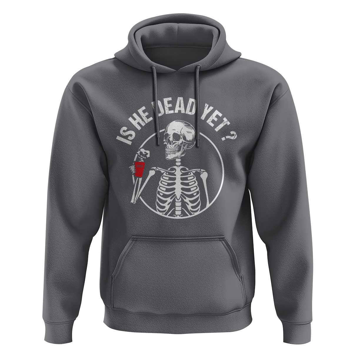 Is He Dead Yet Subtle FDT Hoodie Funny Skeleton Drinking Coffee