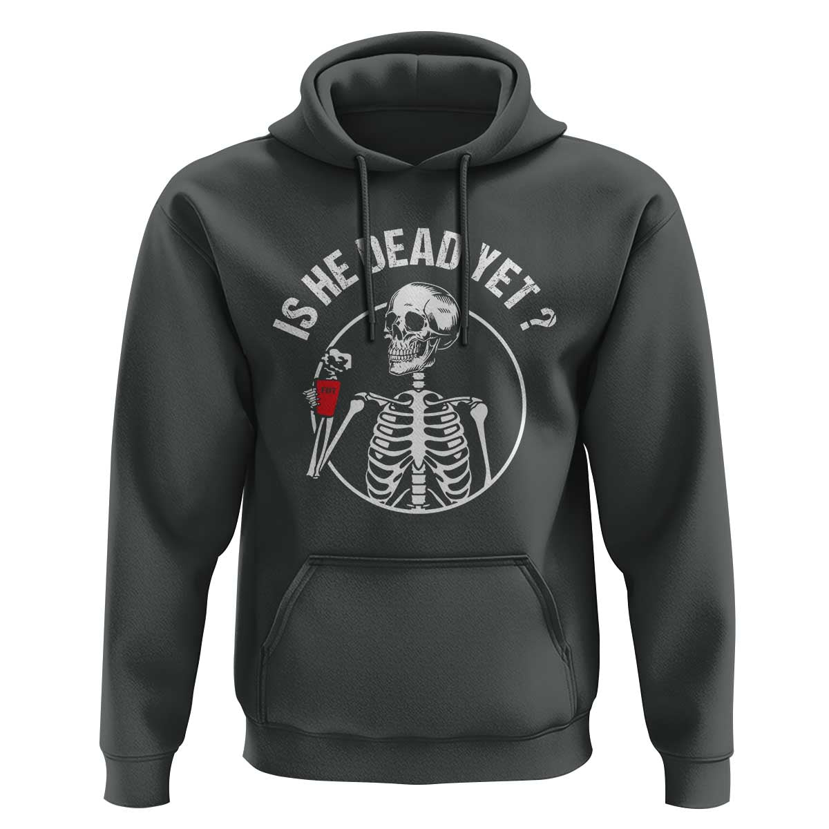 Is He Dead Yet Subtle FDT Hoodie Funny Skeleton Drinking Coffee