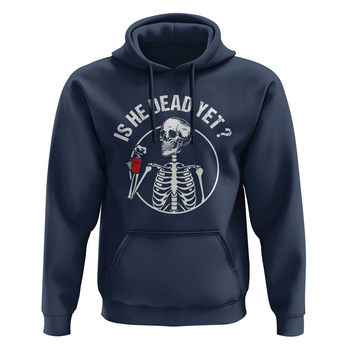 Is He Dead Yet Subtle FDT Hoodie Funny Skeleton Drinking Coffee