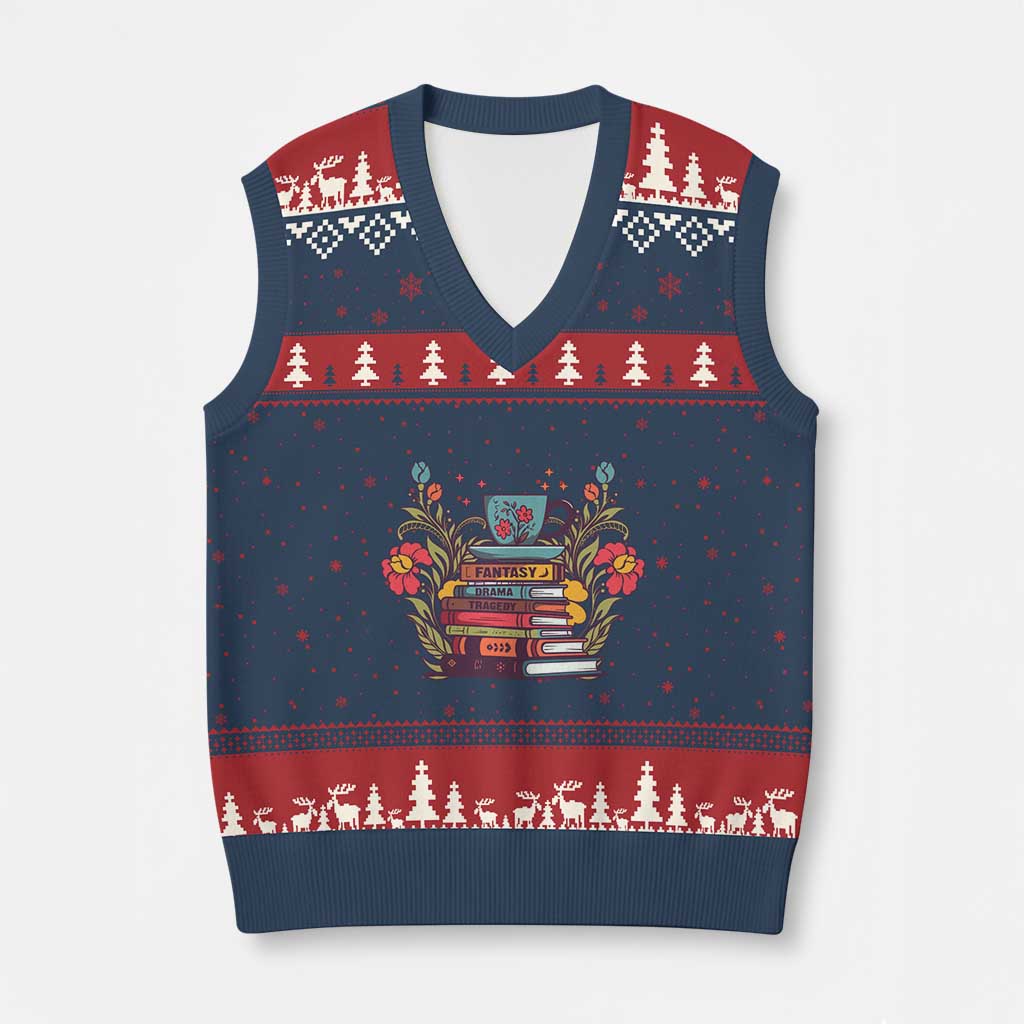 Subtle FDT V-Neck Knit Sweater Vest Fantasy Drama Tragedy Book Lover - Wonder Print Shop