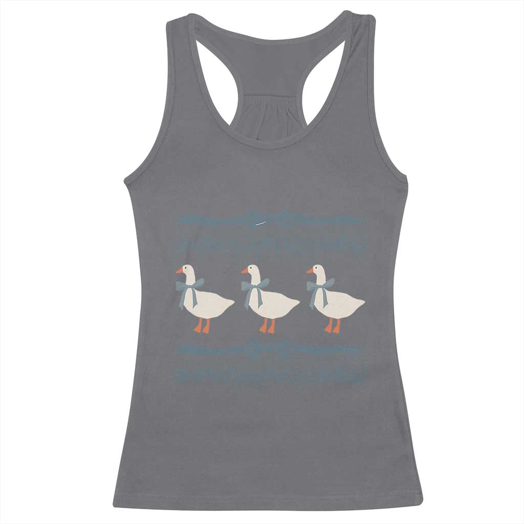 Country Goose 80s Racerback Tank Top 1980s Geese Blue Bowed Mama Goose