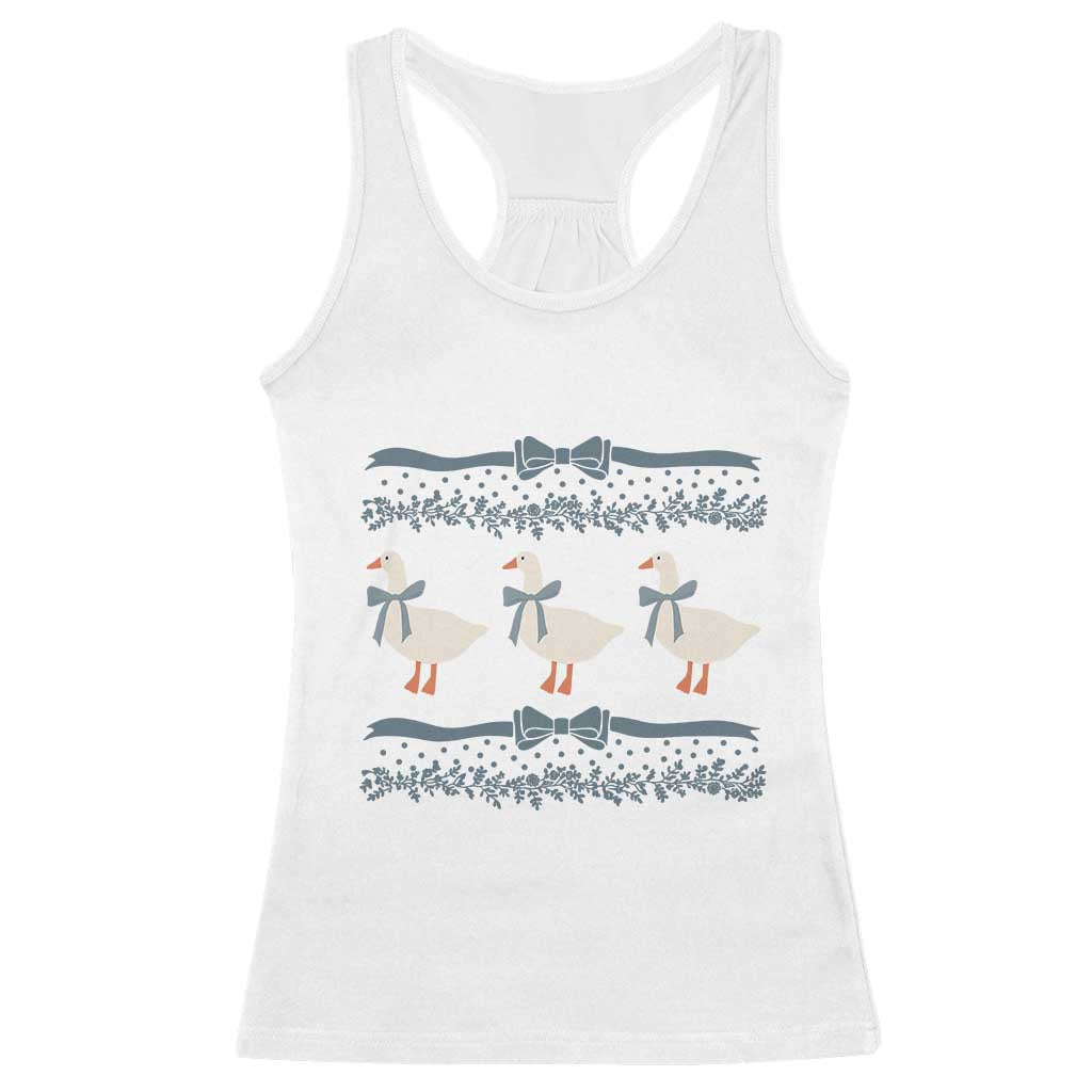 Country Goose 80s Racerback Tank Top 1980s Geese Blue Bowed Mama Goose